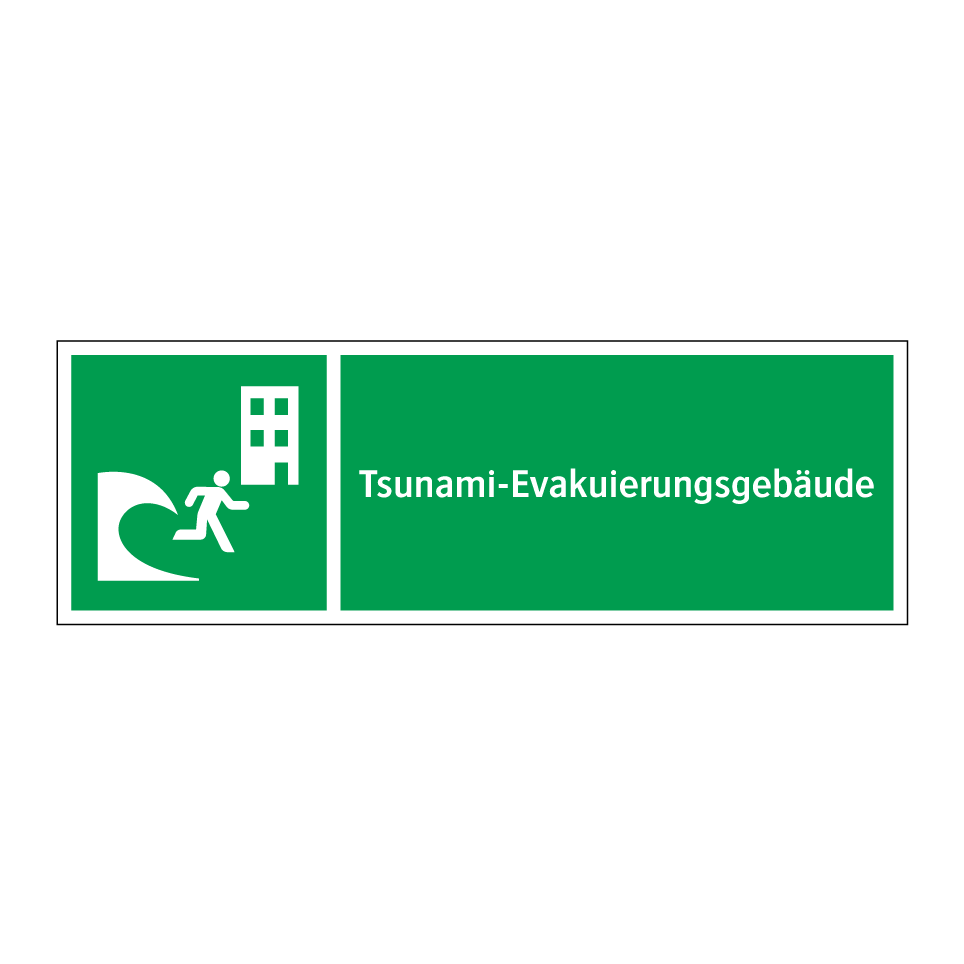 ISO-Sicherheitsschild - Evakuierungsgebäude bei Tsunami main image 1