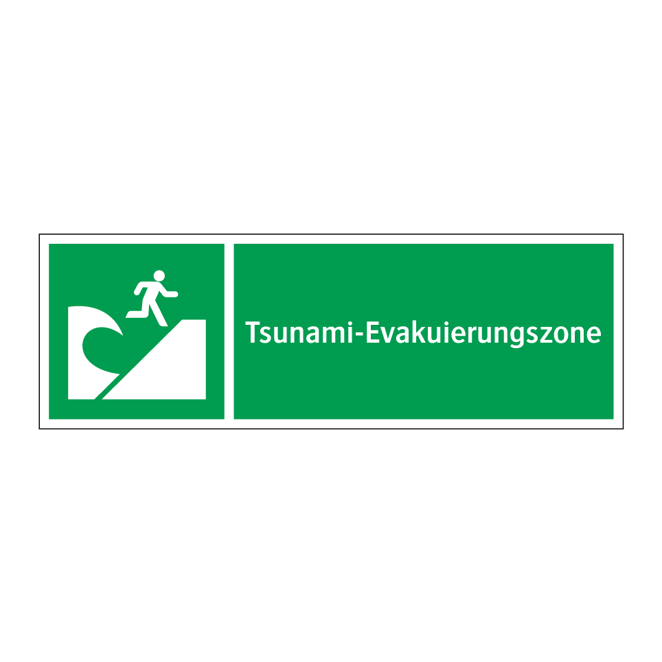 ISO-Sicherheitsschild - Evakuierungsbereich bei Tsunami