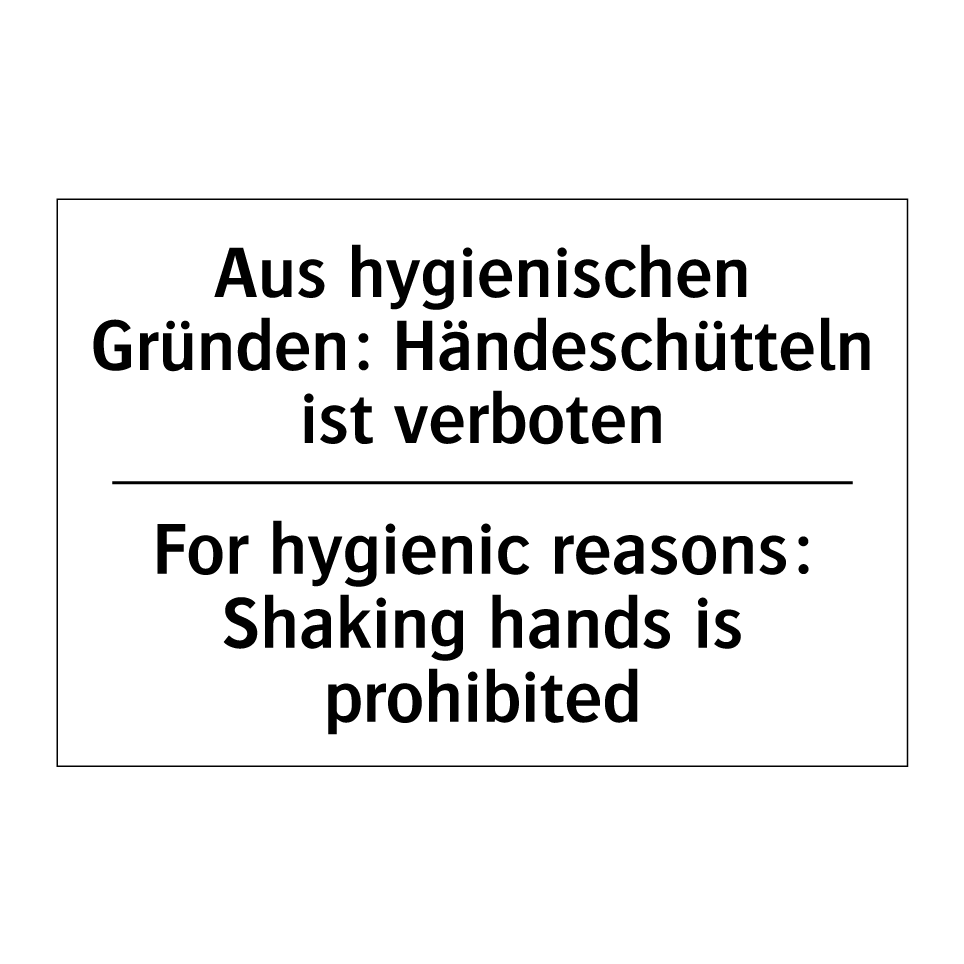 Schild 'Kein Händeschütteln' – 30x40 Cm, Wetterfest Für Innen & Außen