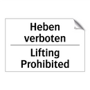 Heben verboten - Lifting Prohibited