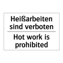 Heißarbeiten sind verboten - Hot work is prohibited