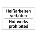 Heißarbeiten verboten - Hot works prohibited