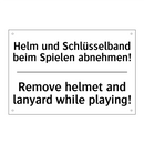 Helm und Schlüsselband beim Spielen /.../ - Remove helmet and lanyard while /.../