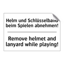 Helm und Schlüsselband beim Spielen /.../ - Remove helmet and lanyard while /.../