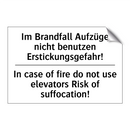 Im Brandfall Aufzüge nicht benutzen /.../ - In case of fire do not use elevators /.../