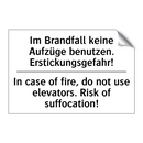 Im Brandfall keine Aufzüge benutzen. /.../ - In case of fire, do not use elevators. /.../