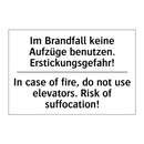Im Brandfall keine Aufzüge benutzen. /.../ - In case of fire, do not use elevators. /.../