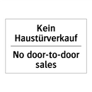 Kein Haustürverkauf - No door-to-door sales