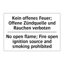 Kein offenes Feuer; Offene Zündquelle /.../ - No open flame; Fire open ignition /.../