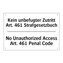 Kein unbefugter Zutritt Art. 461 /.../ - No Unauthorized Access Art. 461 /.../
