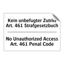 Kein unbefugter Zutritt Art. 461 /.../ - No Unauthorized Access Art. 461 /.../