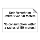 Kein Verzehr im Umkreis von 50 /.../ - No consumption within a radius /.../