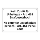 Kein Zutritt für Unbefugte - Art. /.../ - No entry for unauthorized persons /.../
