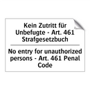 Kein Zutritt für Unbefugte - Art. /.../ - No entry for unauthorized persons /.../