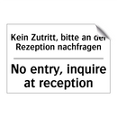 Kein Essen oder Trinken - No eating or drinking