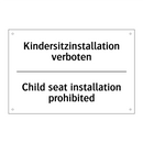 Kindersitzinstallation verboten/.../ - Child seat installation prohibited/.../