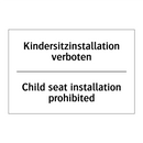Kindersitzinstallation verboten/.../ - Child seat installation prohibited/.../