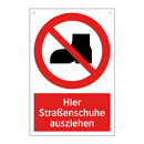 Hier Straßenschuhe ausziehen
