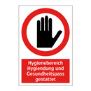 Hygienebereich Hygiendung und Gesundheitspass gestattet