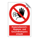 Hygienebereich: Hygiene- und Gesundheitspass erlaubt