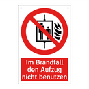 Im Brandfall den Aufzug nicht benutzen