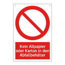Kein Altpapier oder Karton in den Abfallbehälter
