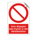 Kein Altpapier oder Karton in den Abfallbehälter