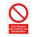 Kein Altpapier oder Karton in den Abfallbehälter