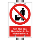 Kein Müll oder Handtücher in die Toilettenschüssel