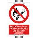 Kein offenes Feuer; Offene Zündquelle und Rauchen verboten