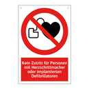 Kein Zutritt für Personen mit Herzschrittmacher oder implantierten Defibrillatoren