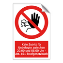 Kein Zutritt für Unbefugte zwischen 20.00 und 08.00 Uhr - Art. 461 Strafgesetzbuch