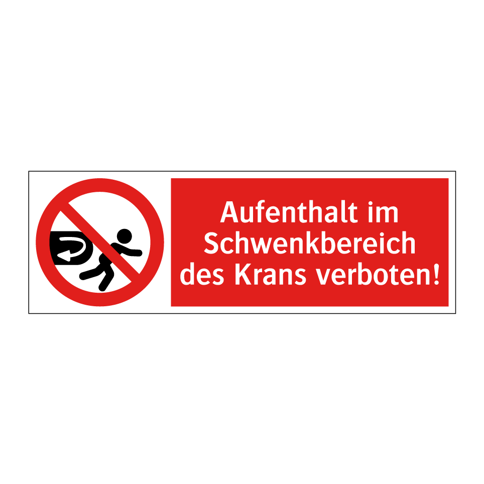 Warnschild 'Aufenthalt Im Schwenkbereich Des Krans Verboten' – Aluverbund, UV-beständig, 45x30 Cm