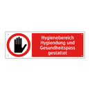 Hygienebereich Hygiendung und Gesundheitspass gestattet