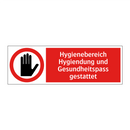 Hygienebereich Hygiendung und Gesundheitspass gestattet