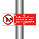 Im Brandfall keine Aufzüge benutzen. Erstickungsgefahr!