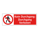 Kein Durchgang: Durchgang Verboten