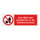 Kein Müll oder Handtücher in die Toilettenschüssel