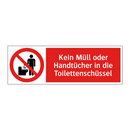 Kein Müll oder Handtücher in die Toilettenschüssel