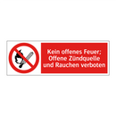 Kein offenes Feuer; Offene Zündquelle und Rauchen verboten