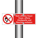 Kein offenes Feuer: Feuer, offene Zündquelle und Rauchen verboten