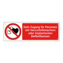 Kein Zugang für Personen mit Herzschrittmachern oder implantierten Defibrillatoren