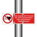 Kein Zugang für Personen mit Herzschrittmachern oder implantierten Defibrillatoren