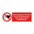 Kein Zugang für Personen mit Herzschrittmachern oder implantierten Defibrillatoren