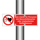 Kein Zutritt für Personen mit Herzschrittmacher oder implantierten Defibrillatoren