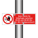 Kein Zutritt für Unbefugte zwischen 20.00 und 08.00 Uhr - Art. 461 Strafgesetzbuch