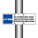 Nur für Wohnmobile. Illegal geparkte Fahrzeuge werden kostenpflichtig abgeschleppt!
