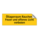 Öllagerraum Rauchen, Feuer und offenes Licht verboten