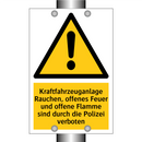 Kraftfahrzeuganlage Rauchen, offenes Feuer und offene Flamme sind durch die Polizei verboten