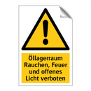 Öllagerraum Rauchen, Feuer und offenes Licht verboten